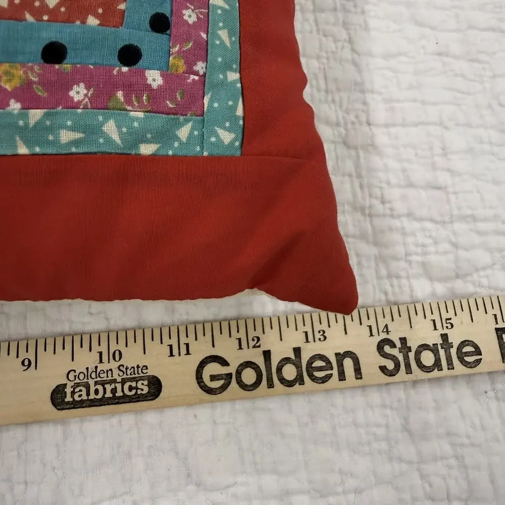 Vintage Handmade Quilted Patchwork Design Throw Pillow 14x14
